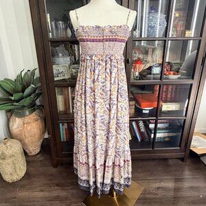PURRE, NWT SMOCKED BOHO TIERED DRESS, SIZE SMALL
